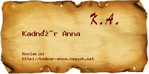 Kadnár Anna névjegykártya